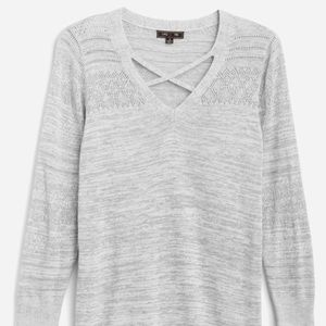 Niki pointelle 3q pullover top.